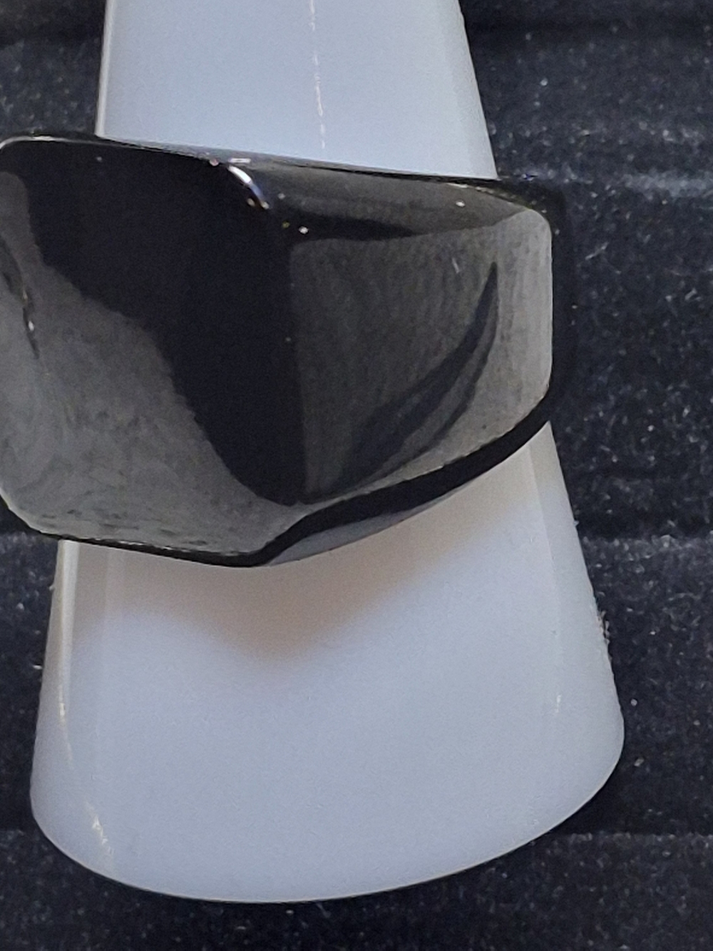 Chunky Solid Black Signet Ring Square Flat Top Size 9 Heavy 15g